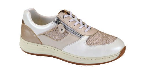 Sneaker cuir et microfibre noir bleu réglage par lacet et glissière